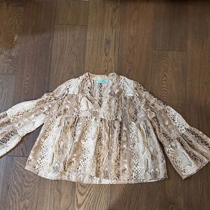 Karlie Snake Print Top in Brown and Cream